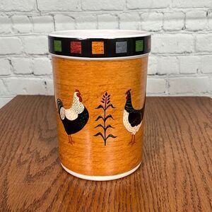Sakura Warren Kimble Country Quartet Rooster ceramic utensil holder EUC